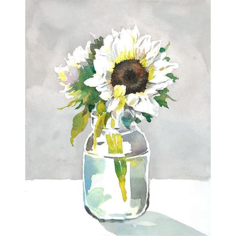 Sunflower I Black Modern Wood Framed Art Print with Double Matting by Troise Heidel, Theresa