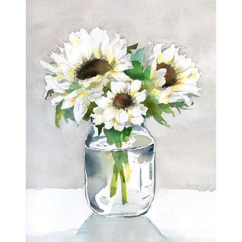 Sunflower II White Modern Wood Framed Art Print by Troise Heidel, Theresa