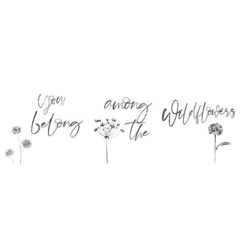 Among the Wildflowers White Modern Wood Framed Art Print by CAD Designs