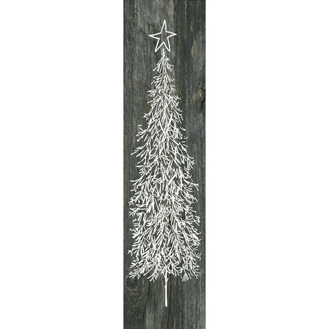 White Wood Tree I Black Modern Wood Framed Art Print with Double Matting by Robinson, Carol