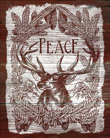 Red Wood Peace White Modern Wood Framed Art Print with Double Matting by Robinson, Carol