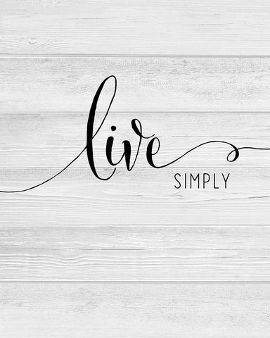 Live Simply White Modern Wood Framed Art Print with Double Matting by CAD Designs
