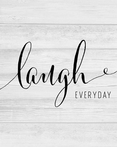 Laugh Everyday Black Ornate Wood Framed Art Print with Double Matting by CAD Designs