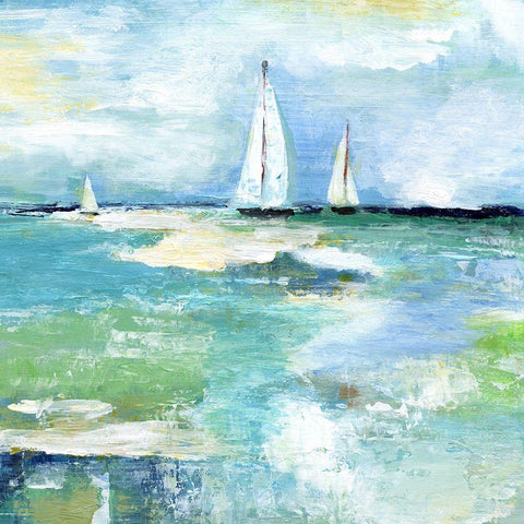 Day on the Lake White Modern Wood Framed Art Print with Double Matting by Tava Studios