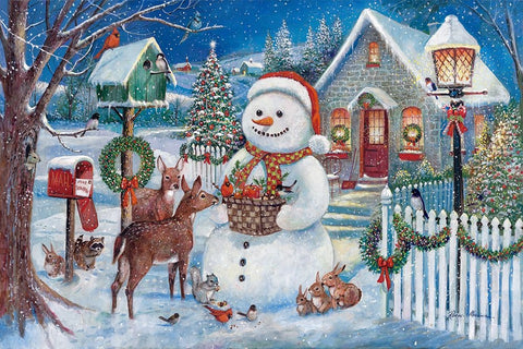 Winter Gathering White Modern Wood Framed Art Print with Double Matting by Manning, Ruane