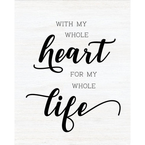 Whole Heart Black Modern Wood Framed Art Print by CAD Designs