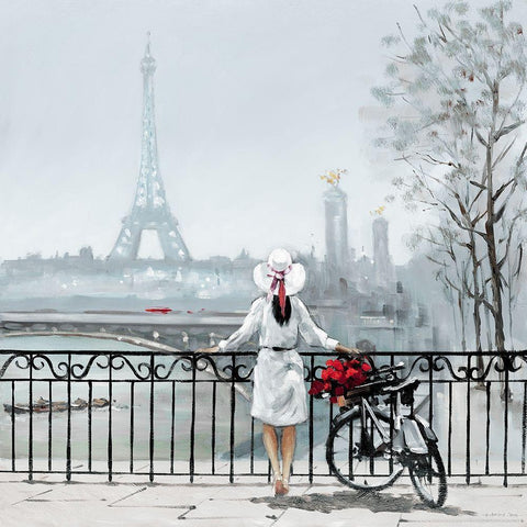 Lady in Paris Black Ornate Wood Framed Art Print with Double Matting by Orme, E. Anthony