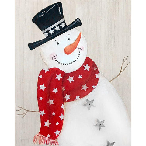 Festive Snowman I White Modern Wood Framed Art Print by Tava Studios