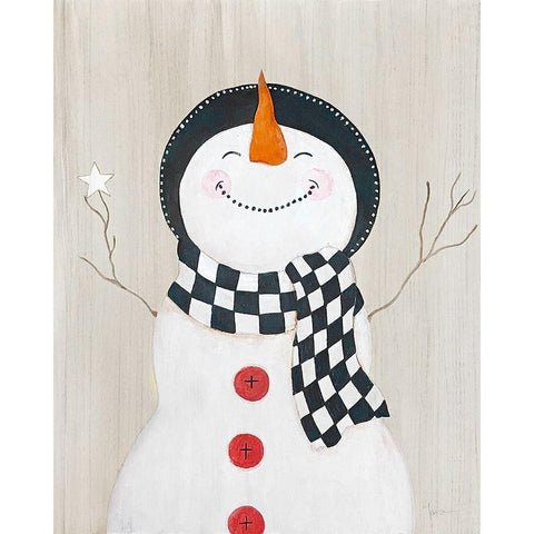 Festive Snowman II Gold Ornate Wood Framed Art Print with Double Matting by Tava Studios