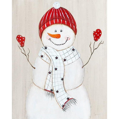 Festive Snowman III White Modern Wood Framed Art Print by Tava Studios