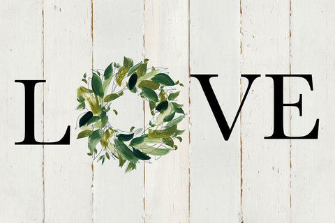 Love Wreath White Modern Wood Framed Art Print with Double Matting by Robinson, Carol