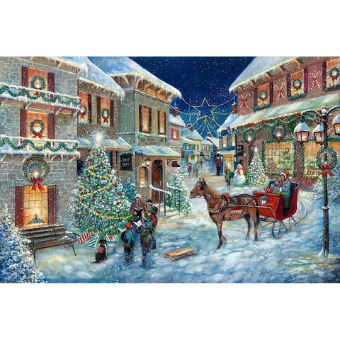 Holiday Joy Caroling Gold Ornate Wood Framed Art Print with Double Matting by Manning, Ruane