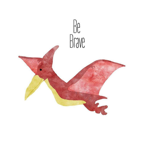 Be Brave Dino Black Modern Wood Framed Art Print by Santiago, Daniela
