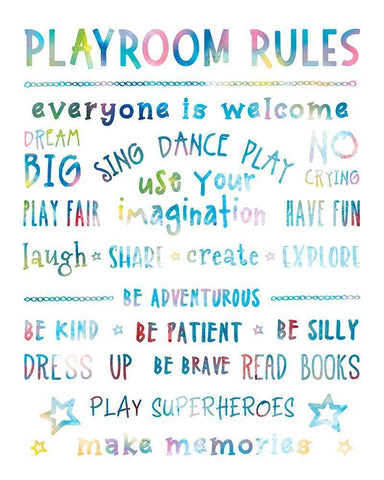 Playroom Rules Black Ornate Wood Framed Art Print with Double Matting by CAD Designs