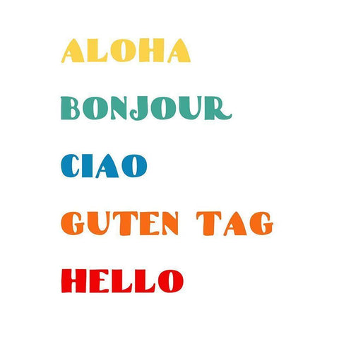 Languages I White Modern Wood Framed Art Print by CAD Designs