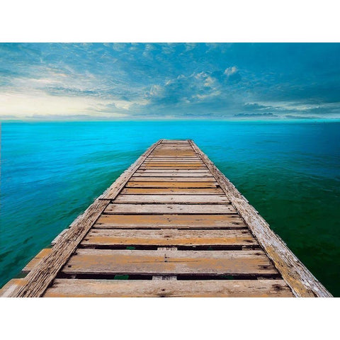 Ocean So Blue Gold Ornate Wood Framed Art Print with Double Matting by Calascibetta, Mike
