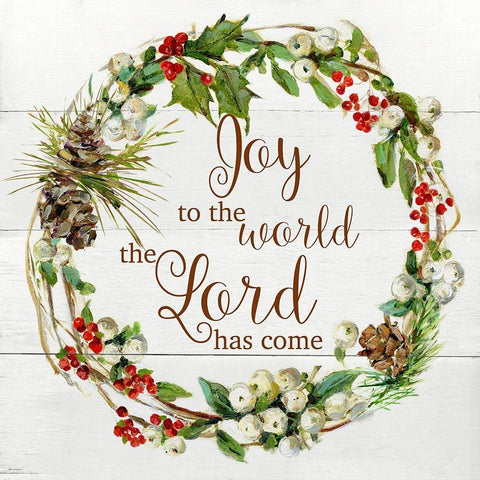 The Lord Has Come Wreath White Modern Wood Framed Art Print with Double Matting by Swatland, Sally