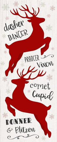 North Pole Reindeer White Modern Wood Framed Art Print with Double Matting by Carpentieri, Natalie