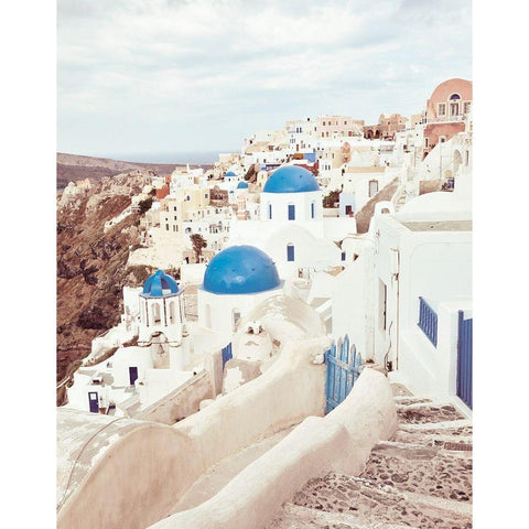 Santorini Black Modern Wood Framed Art Print with Double Matting by Delimont, Danita