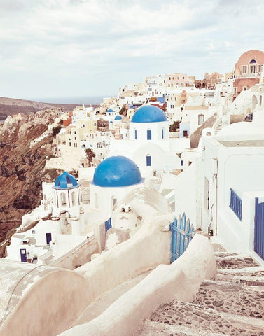Santorini White Modern Wood Framed Art Print with Double Matting by Delimont, Danita
