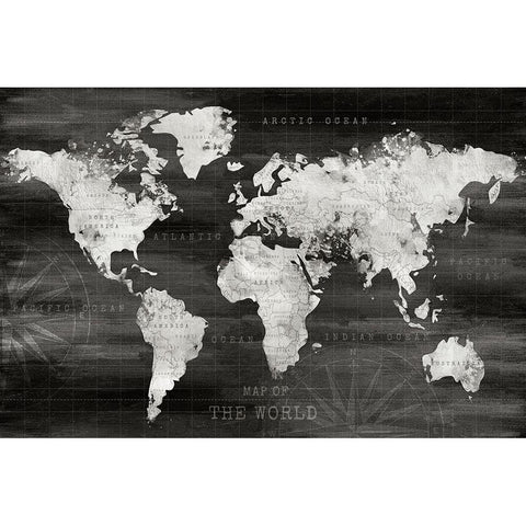 Industrial World Map White Modern Wood Framed Art Print by Carpentieri, Natalie