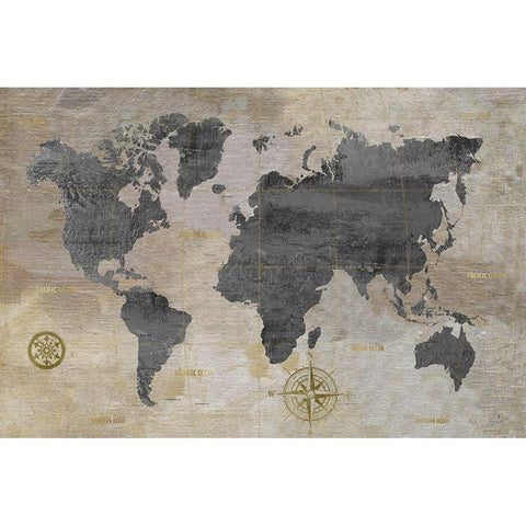 Modeled World Map White Modern Wood Framed Art Print by Nan