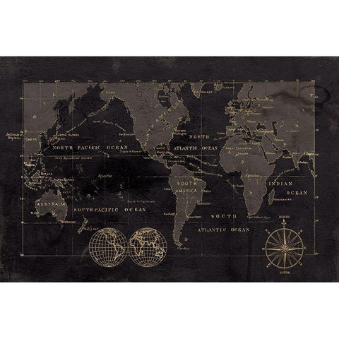 Black Gold Map White Modern Wood Framed Art Print by Robinson, Carol