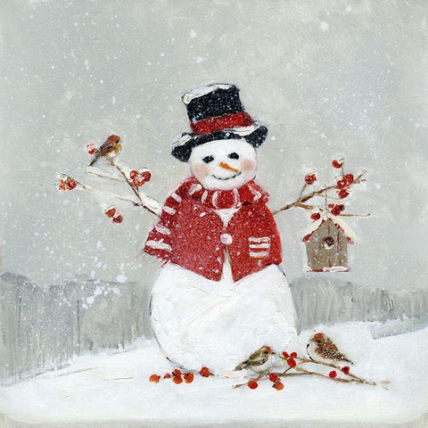 Frosty Friends I White Modern Wood Framed Art Print with Double Matting by Swatland, Sally