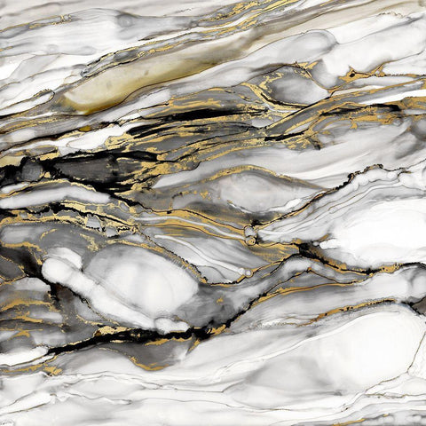 Marbled Gold I White Modern Wood Framed Art Print with Double Matting by Robinson, Carol