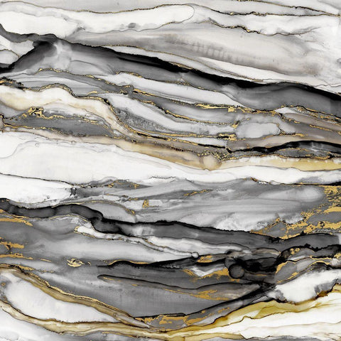 Marbled Gold II White Modern Wood Framed Art Print with Double Matting by Robinson, Carol