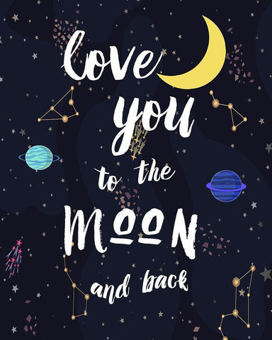 To The Moon White Modern Wood Framed Art Print with Double Matting by Murray, Amanda