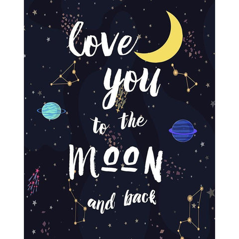 To The Moon Black Modern Wood Framed Art Print by Murray, Amanda