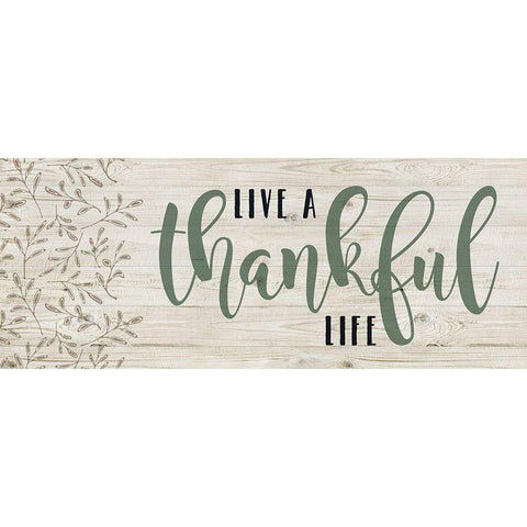 Thankful Life Black Modern Wood Framed Art Print with Double Matting by Murray, Amanda