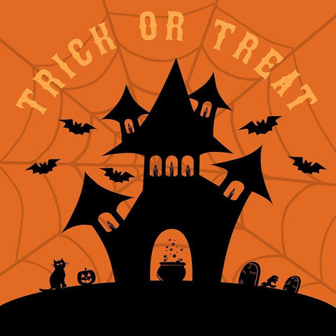 Trick or Treat House White Modern Wood Framed Art Print with Double Matting by Carpentieri, Natalie