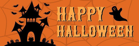 Happy Halloween White Modern Wood Framed Art Print with Double Matting by Carpentieri, Natalie