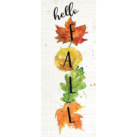 Hello Fall Black Modern Wood Framed Art Print by Robinson, Carol