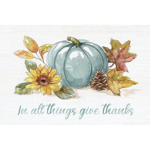 In All Things Give Thanks White Modern Wood Framed Art Print by Nan