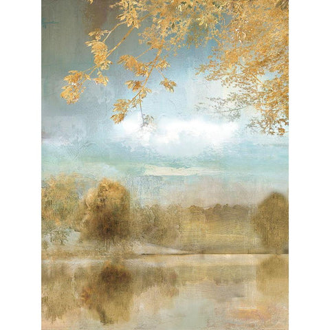 Golden Fall Black Modern Wood Framed Art Print with Double Matting by Nan