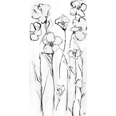 Sketchy Wildflowers I Gold Ornate Wood Framed Art Print with Double Matting by Jill, Susan