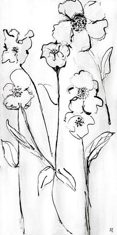 Sketchy Wildflowers II Black Ornate Wood Framed Art Print with Double Matting by Jill, Susan