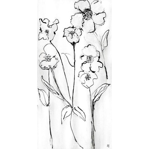 Sketchy Wildflowers II White Modern Wood Framed Art Print by Jill, Susan
