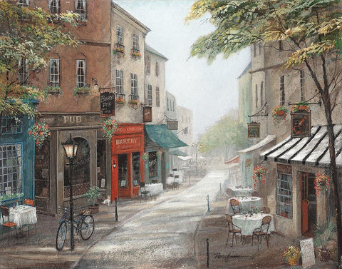 Rues Bakery Black Ornate Wood Framed Art Print with Double Matting by Manning, Ruane