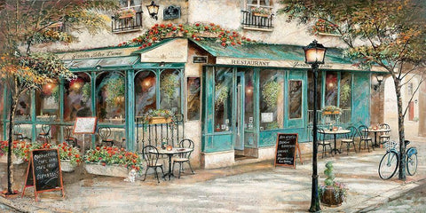 Rue du Jardin Black Ornate Wood Framed Art Print with Double Matting by Manning, Ruane