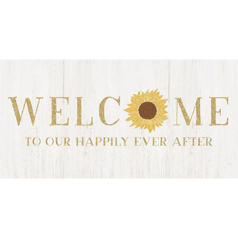 Welcome Happily Ever After Black Modern Wood Framed Art Print with Double Matting by Carpentieri, Natalie