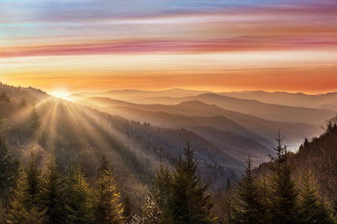 Smokey Sunrise White Modern Wood Framed Art Print with Double Matting by Delimont, Danita