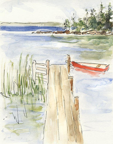 Sketchy Pier White Modern Wood Framed Art Print with Double Matting by Swatland, Sally