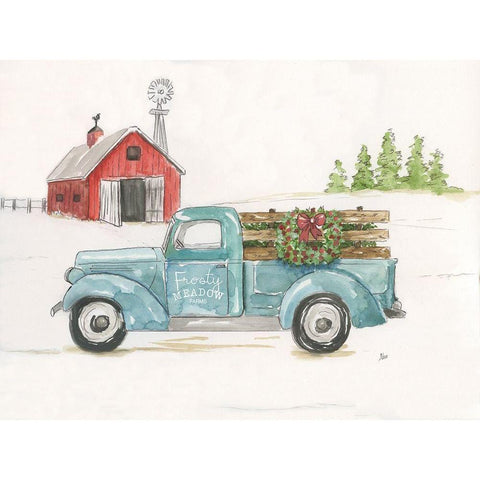 Frosty Meadow Farms White Modern Wood Framed Art Print by Nan