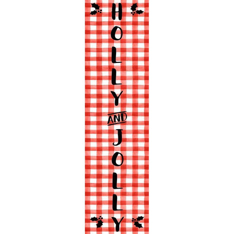 Holly And Jolly Black Modern Wood Framed Art Print with Double Matting by CAD Designs