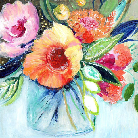 Fantasy Flowers White Modern Wood Framed Art Print by Tava Studios