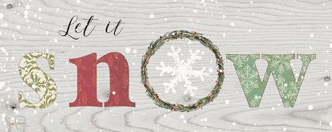 Farmhouse Christmas Snow Sign Black Ornate Wood Framed Art Print with Double Matting by Finn, Livi